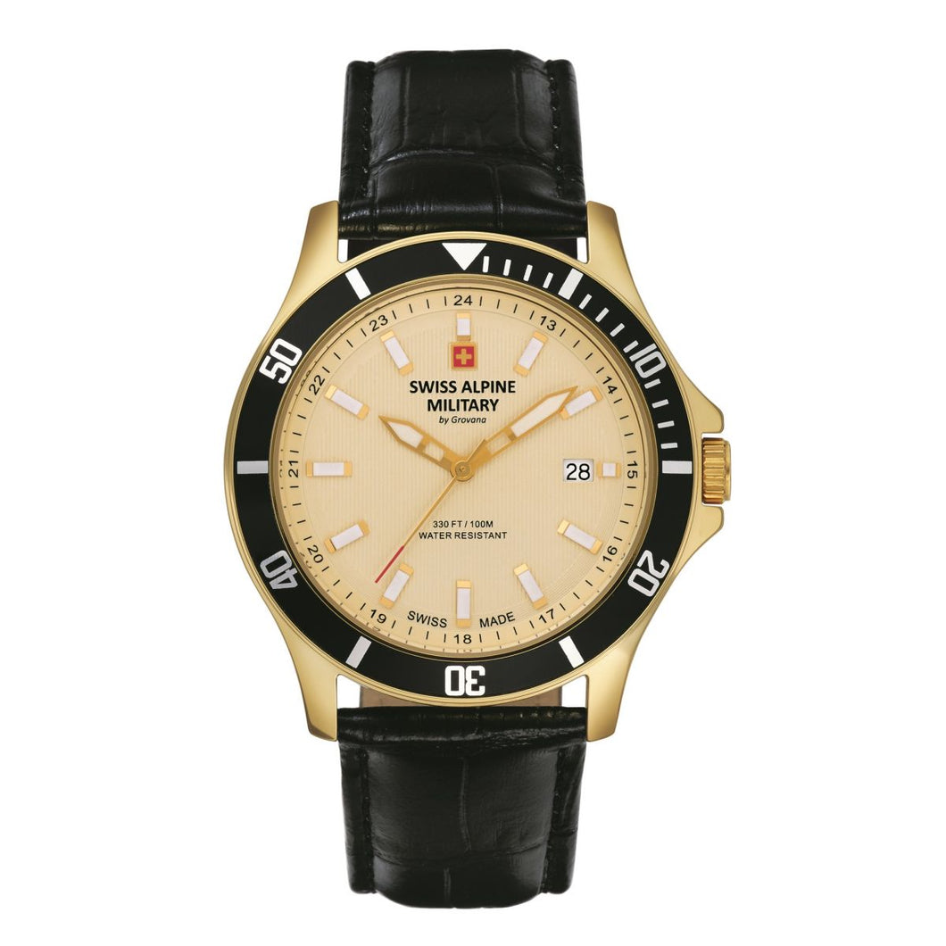 Swiss Alpine Military Herren Uhr Analog Quarz 7022.1511SAM Leder