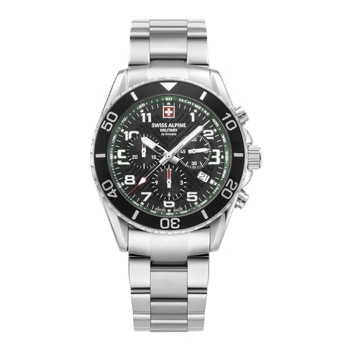 Swiss Alpine Military Herren Uhr Chronograph Analog Quarz 7029.9134SAM Edelstahl