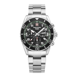Swiss Alpine Military Herren Uhr Chronograph Analog Quarz 7029.9134SAM Edelstahl