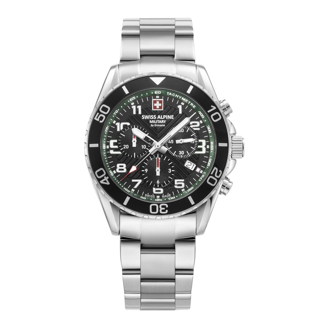 Swiss Alpine Military Herren Uhr Chronograph Analog Quarz 7029.9134SAM Edelstahl