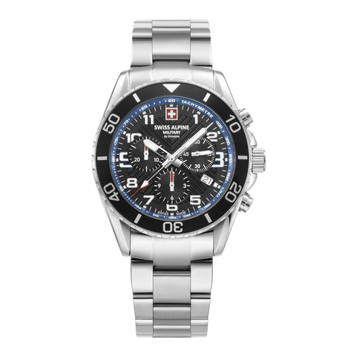 Swiss Alpine Military Herren Uhr Chronograph Analog Quarz 7029.9135SAM Edelstahl
