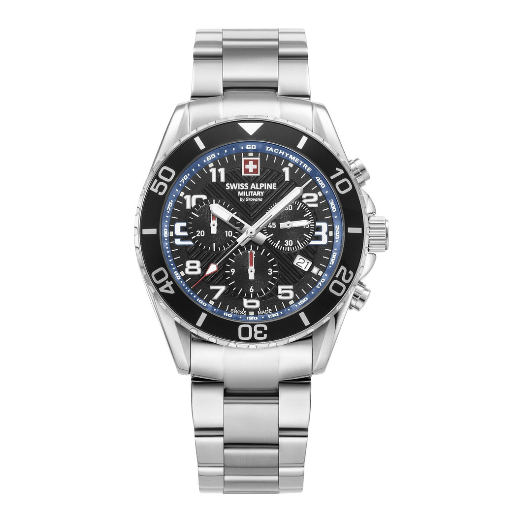 Swiss Alpine Military Herren Uhr Chronograph Analog Quarz 7029.9135SAM Edelstahl