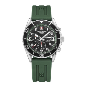Swiss Alpine Military Herren Uhr Chronograph Analog Quarz 7029.9834SAM Silikon