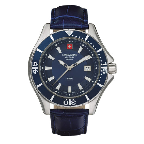 Swiss Alpine Military Herren Uhr Analog Quarz 7040.1535SAM Leder