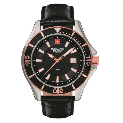 Swiss Alpine Military Herren Uhr Analog Quarz 7040.1557SAM Leder