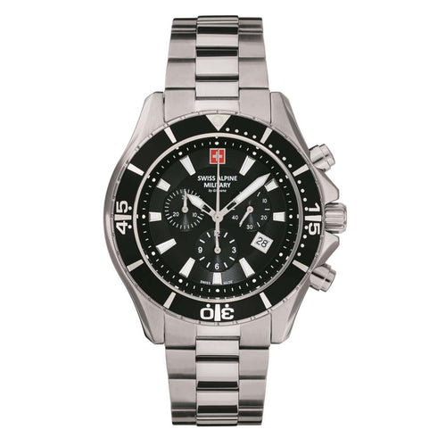 Swiss Alpine Military Herren Uhr Chronograph Analog Quarz 7040.9137SAM Edelstahl