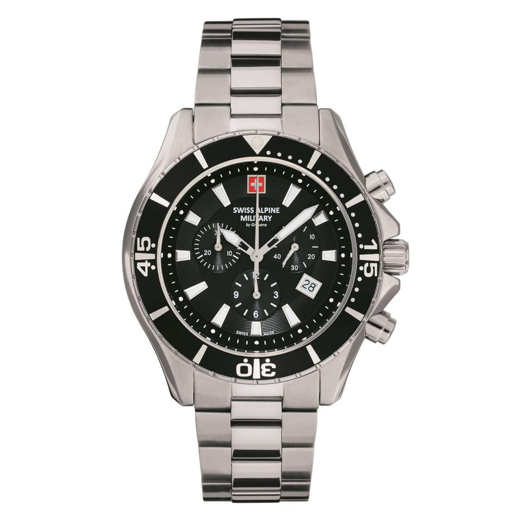 Swiss Alpine Military Herren Uhr Chronograph Analog Quarz 7040.9137SAM Edelstahl