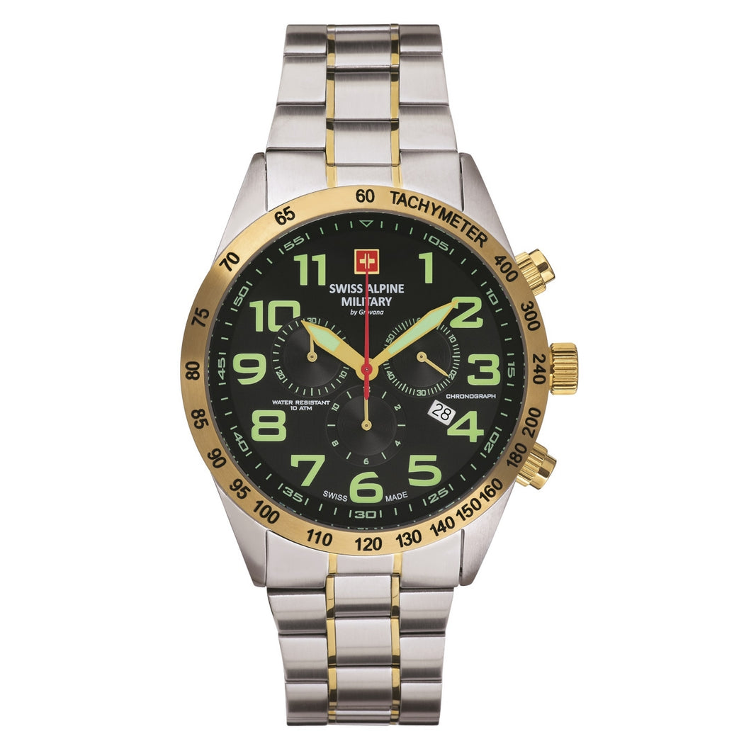 Swiss Alpine Military Herren Uhr Chronograph Analog Quarz 7047.9144SAM Edelstahl