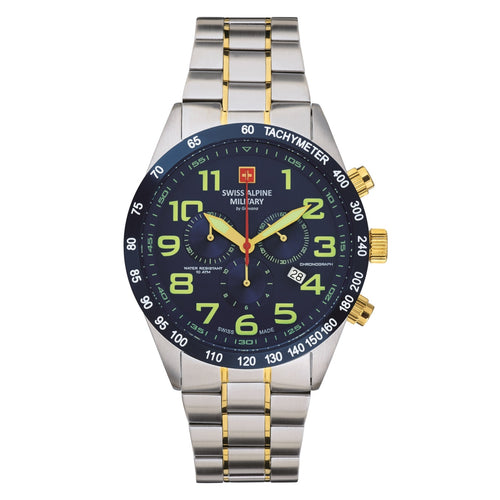 Swiss Alpine Military Herren Uhr Chronograph Analog Quarz 7047.9145SAM Edelstahl