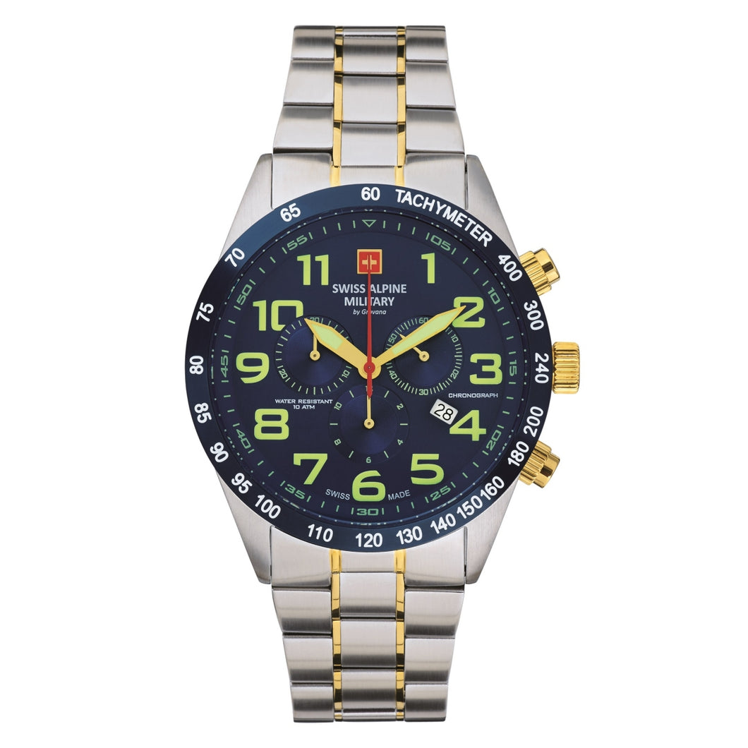 Swiss Alpine Military Herren Uhr Chronograph Analog Quarz 7047.9145SAM Edelstahl