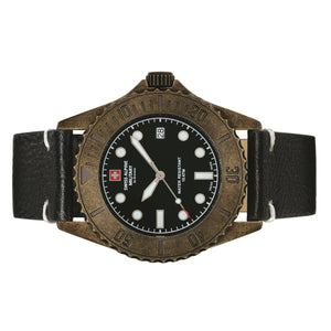 Swiss Alpine Military Herren Uhr Analog Quarz Vintage 7051.1587SAM Leder