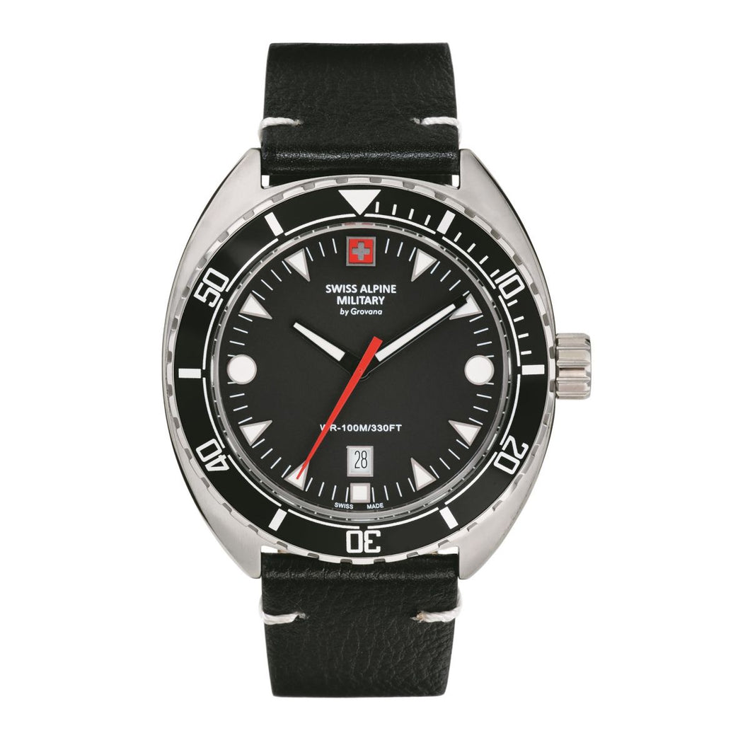 Swiss Alpine Military Herren Uhr Analog Quarz 7066.1537SAM Leder