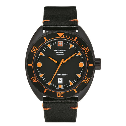 Swiss Alpine Military Herren Uhr Analog Quarz 7066.1579SAM Leder