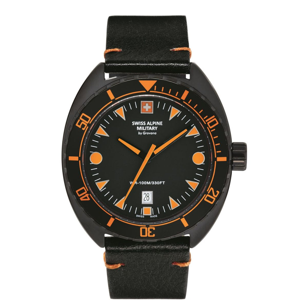 Swiss Alpine Military Herren Uhr Analog Quarz 7066.1579SAM Leder