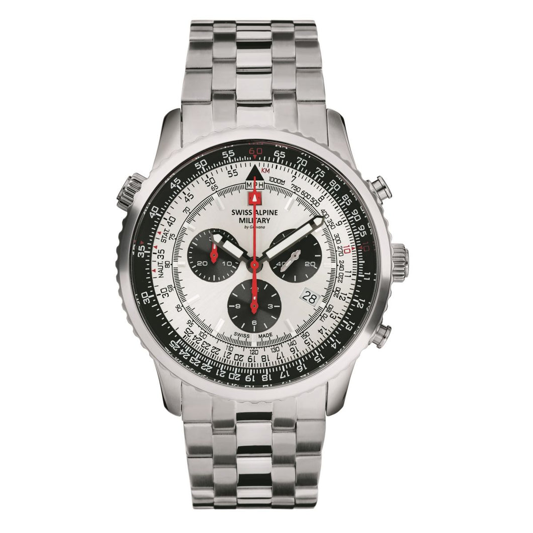 Swiss Alpine Military Herren Uhr Chronograph Analog Quarz 7078.9132SAM Edelstahl