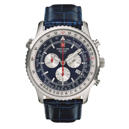 Swiss Alpine Military Herren Uhr Chronograph Analog Quarz 7078.9535SAM Leder