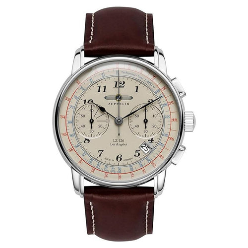 Zeppelin Herren Uhr Chronograph Armbanduhr LZ 126 Leder 7614-5-1