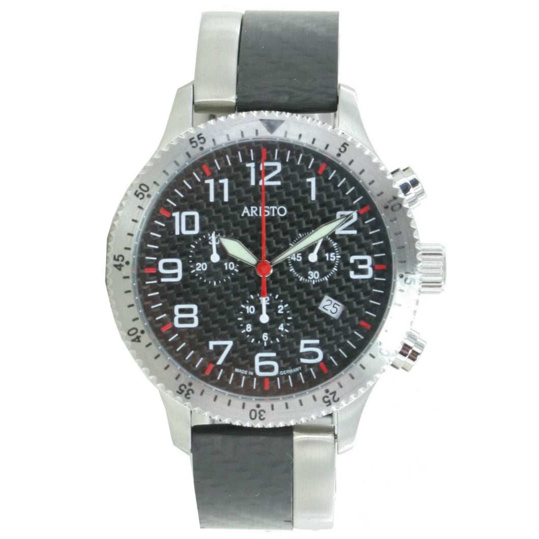 Aristo Herren Uhr Chronograph Carbon Edelstahl Trophy Spange 7H106R