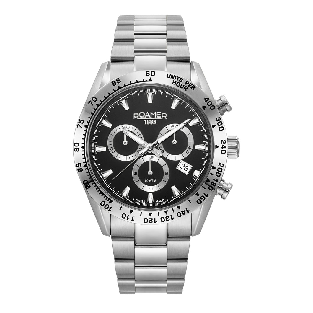 Roamer Herren Uhr Analog Quarz Chronograph 850837 41 55 20 Monza 100 Edelstahl