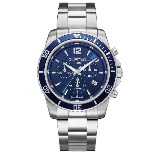 Roamer Herren Uhr Chronograph Quarz 862837 41 45 20 Nautic Chrono 100 Edelstahl
