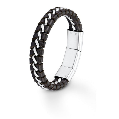 s.Oliver Jewel Herren Armband Leder Edelstahl SO683/1 - 9077977
