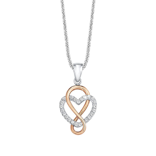 s.Oliver Jewel Damen Kette Silber Rosé Bicolor Zirkonia Herz 9081684