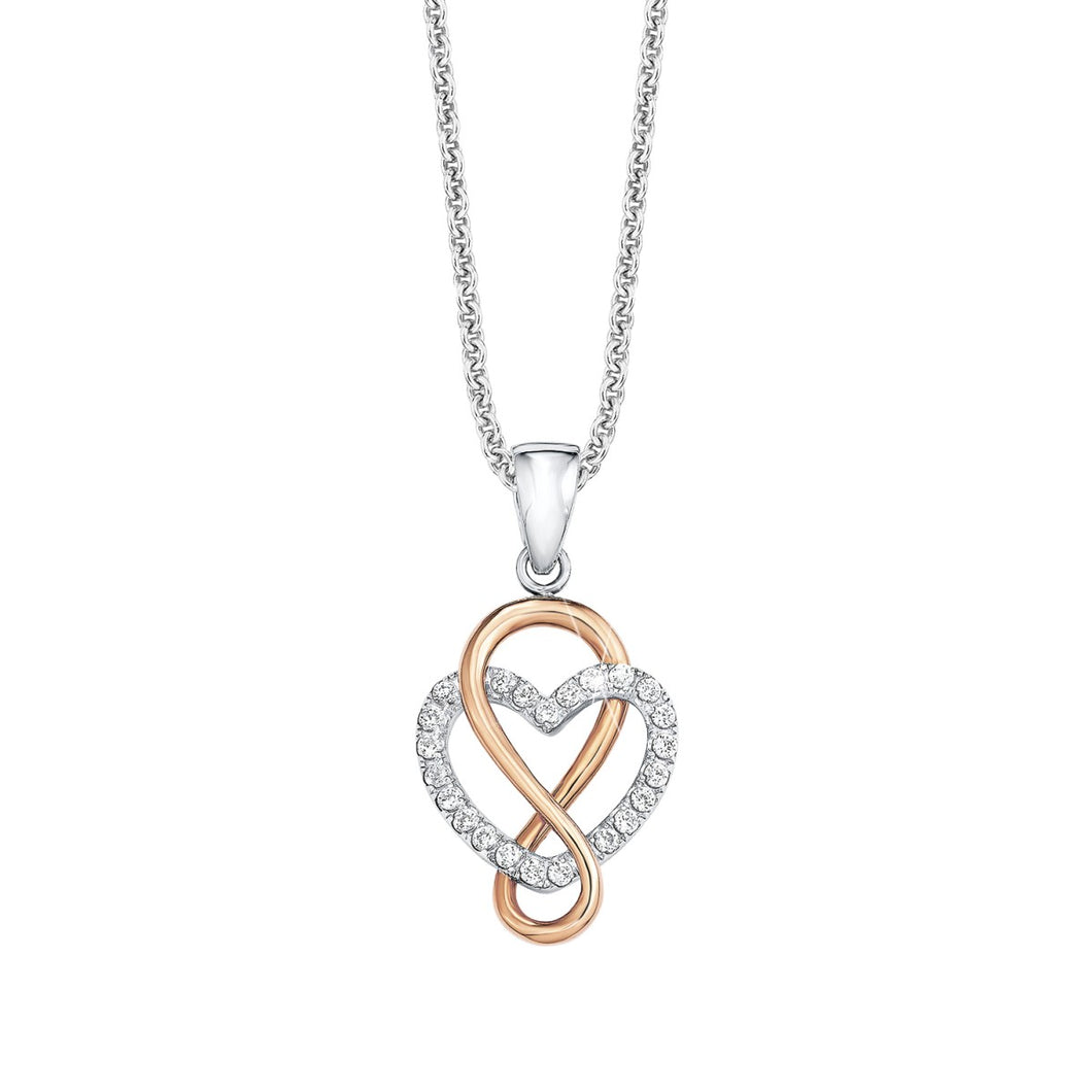 s.Oliver Jewel Damen Kette Silber Rosé Bicolor Zirkonia Herz 9081684