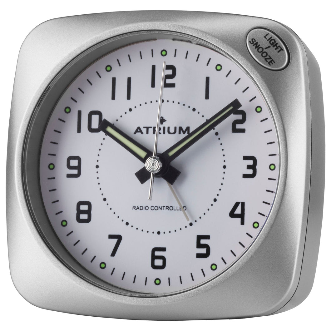 ATRIUM Wecker Analog Quarz Funkwecker A610-19 Alarm Snooze Licht silber