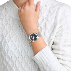 Mondaine Unisex Uhr Classic Armbanduhr 36 mm A660.30314.60SBJ Edelstahl