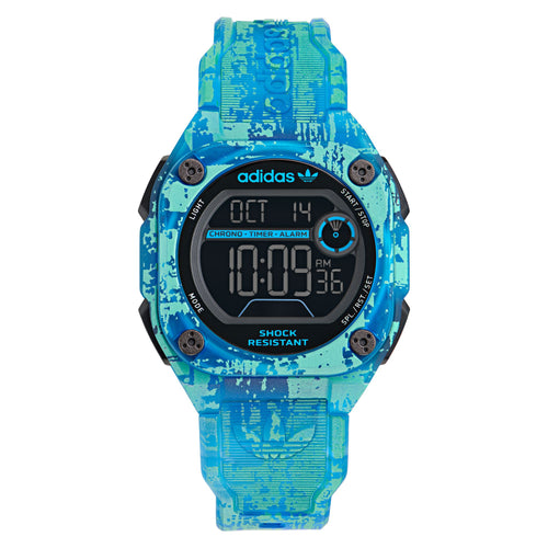 Adidas Unisex Uhr CITY TECH TWO GRFX Kunststoff blau AOST24077