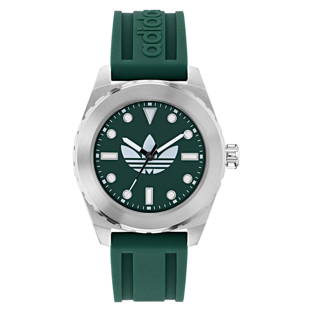 Adidas Herren Uhr Edelstahl Silikon grün AOSY25022