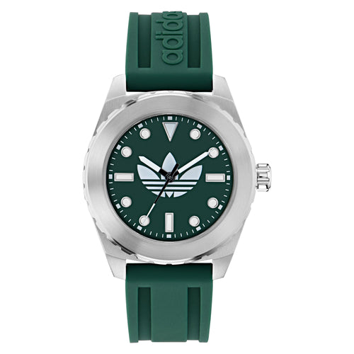 Adidas Herren Uhr Edelstahl Silikon grün AOSY25022