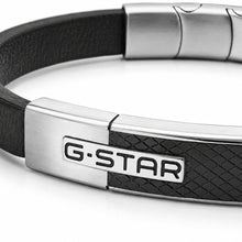Laden Sie das Bild in den Galerie-Viewer, G-STAR Herren Armband Edelstahl silber Leder Mtrx GSJ.105.03