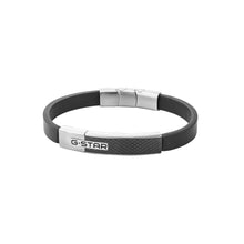 Laden Sie das Bild in den Galerie-Viewer, G-STAR Herren Armband Edelstahl silber Leder Mtrx GSJ.105.03