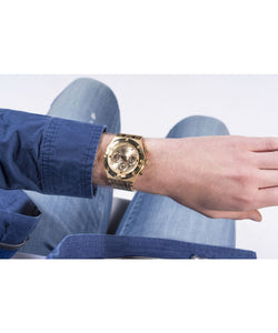 Guess Herren Uhr Armbanduhr Multifunktion CONTINENTAL GW0260G4 Edelstahl gold