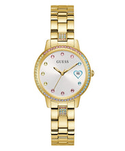 Laden Sie das Bild in den Galerie-Viewer, Guess Damen Uhr Armbanduhr THREE OF HEARTS GW0657L2 Edelstahl gold
