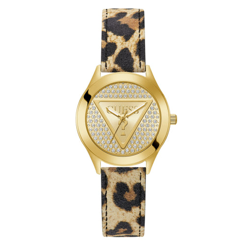 Guess Damen Uhr Armbanduhr GLITZ PLAQUE GW0745L2 Leder