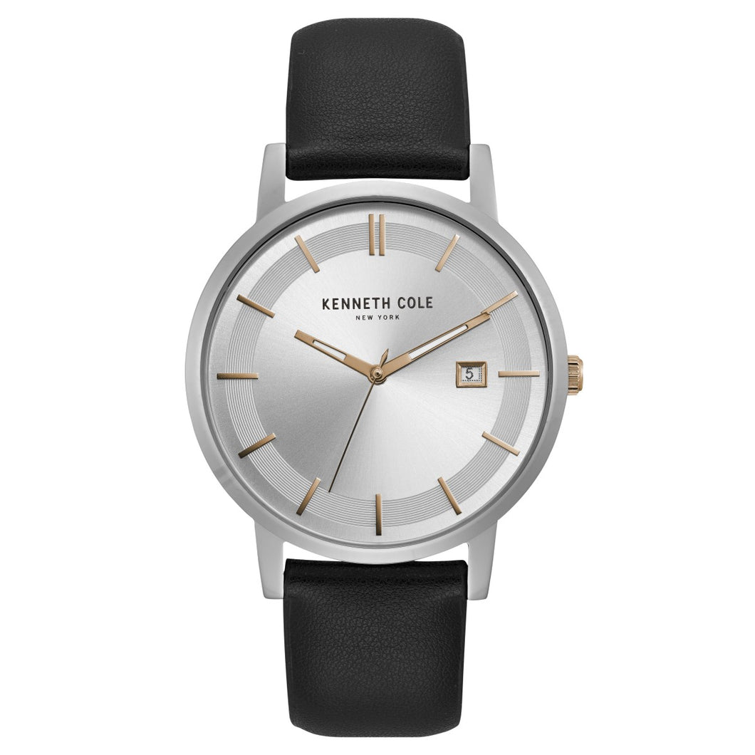 Kenneth Cole New York Herren-Armbanduhr Analog Quarz Leder KC15202001