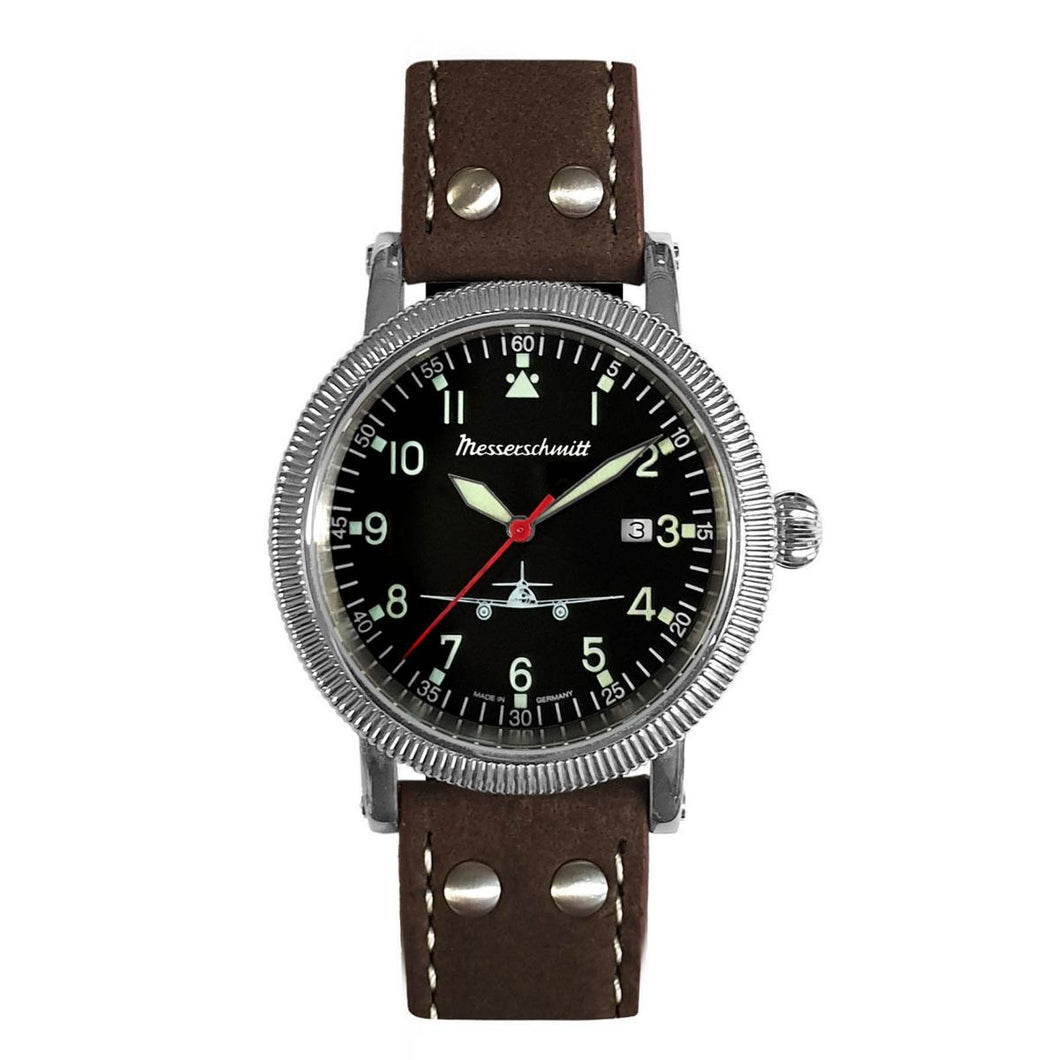 Aristo Herren Messerschmitt Uhr Fliegeruhr ME-44L Leder