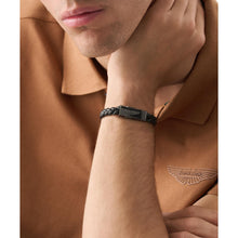Laden Sie das Bild in den Galerie-Viewer, ASTON MARTIN Herren Armband Lederband schwarz Edelstahl AML THRILL MJITS6BM1