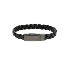 Laden Sie das Bild in den Galerie-Viewer, ASTON MARTIN Herren Armband Lederband schwarz Edelstahl AML THRILL MJITS6BM1