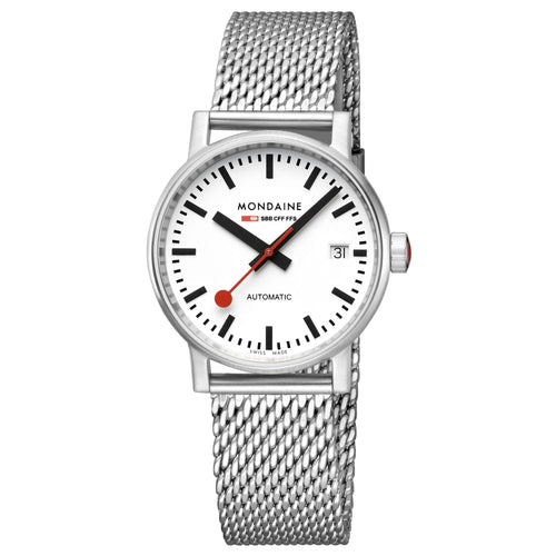 Mondaine Damen Uhr Armbanduhr Automatik 35 mm MSE.35610.SM evo2 Edelstahl