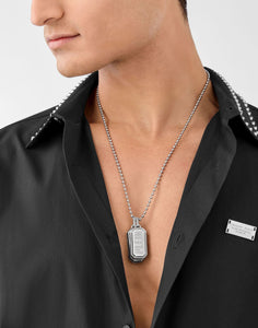 Philipp Plein Herren Kette Halskette Edelstahl silber PLEIN DOUBLE TAG PJ0AA13NU