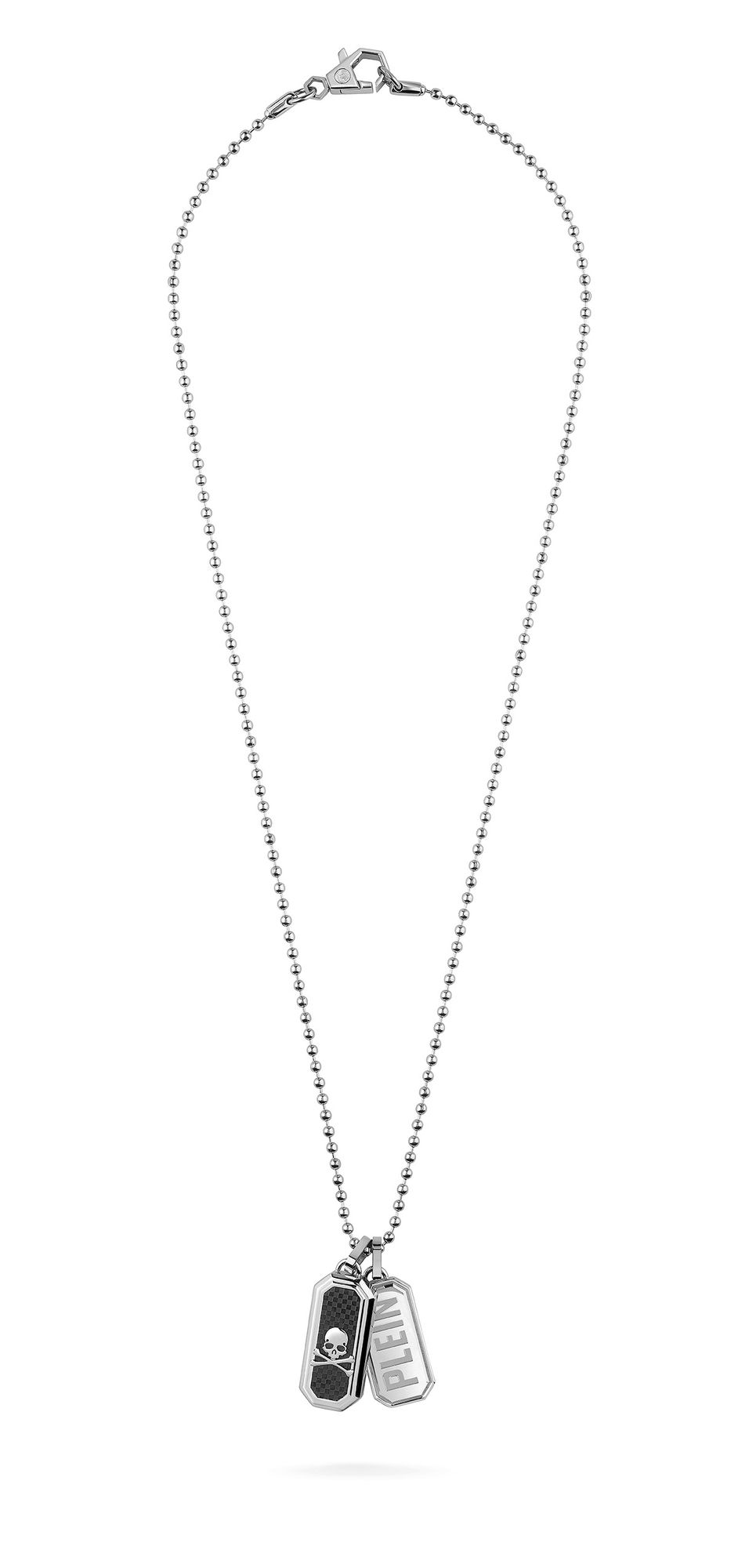 Philipp Plein Herren Kette Halskette Edelstahl silber PLEIN DOUBLE TAG PJ0AA13NU