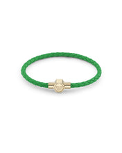 Laden Sie das Bild in den Galerie-Viewer, Philipp Plein Herren Armband Edelstahl gold Leder grün PLEIN TAG PJ0AA19BL