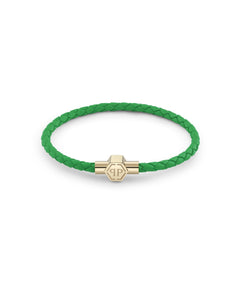 Philipp Plein Herren Armband Edelstahl gold Leder grün PLEIN TAG PJ0AA19BL
