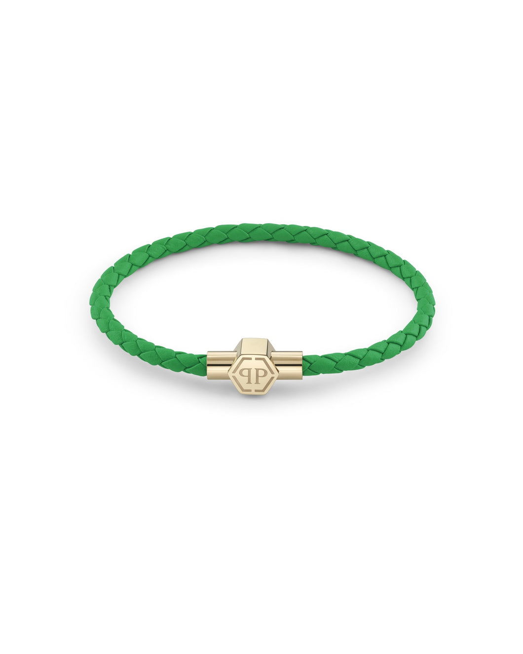 Philipp Plein Herren Armband Edelstahl gold Leder grün PLEIN TAG PJ0AA19BL