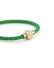 Laden Sie das Bild in den Galerie-Viewer, Philipp Plein Herren Armband Edelstahl gold Leder grün PLEIN TAG PJ0AA19BS