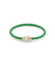 Laden Sie das Bild in den Galerie-Viewer, Philipp Plein Herren Armband Edelstahl gold Leder grün PLEIN TAG PJ0AA19BS