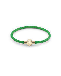Philipp Plein Herren Armband Edelstahl gold Leder grün PLEIN TAG PJ0AA19BS